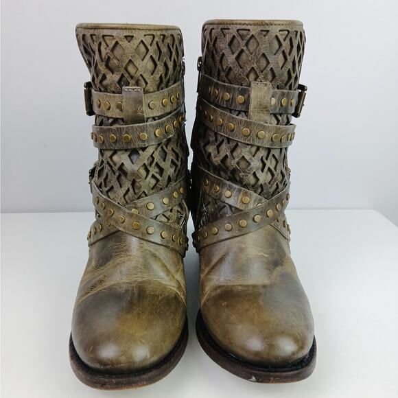 Freebird SZ 9 Cato Leather Buckle Mid-Calf Boots in Stone Distressed - Picture 6 of 11